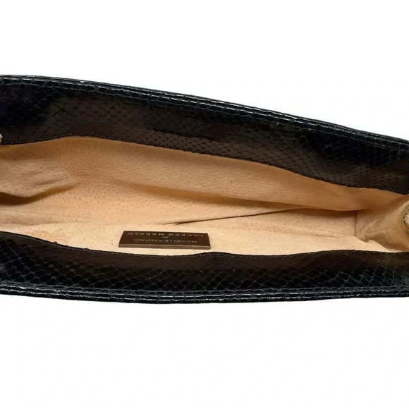 Michelle Fantaci for Lauren Merkin Black Snakeskin Leather Clutch Handbag - Picture 11 of 13